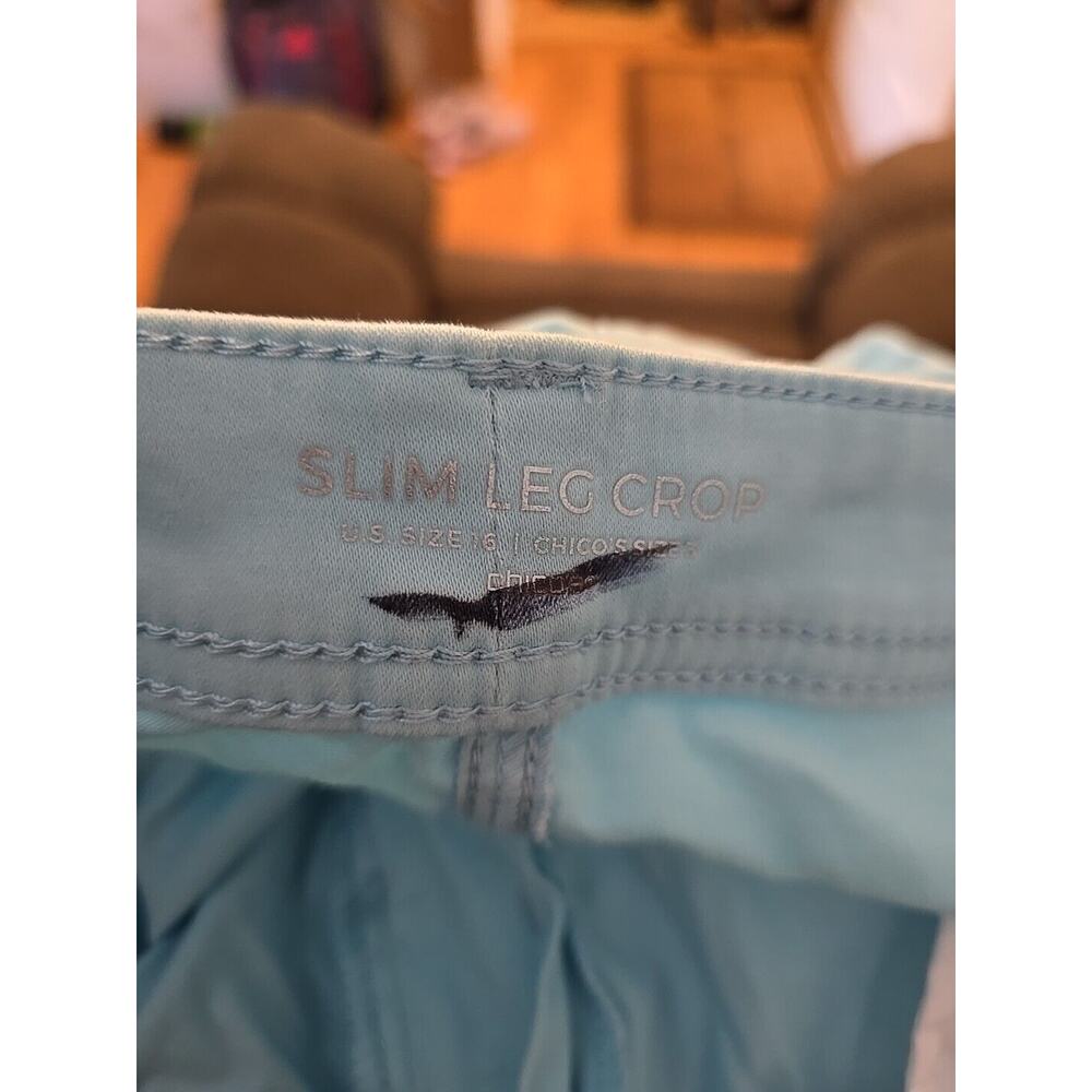 NWT Chico's Blue Sateen Slim Leg 5-Pockets High Rise Cropped Pants Womens Sz 16‎ - Picture 5 of 6